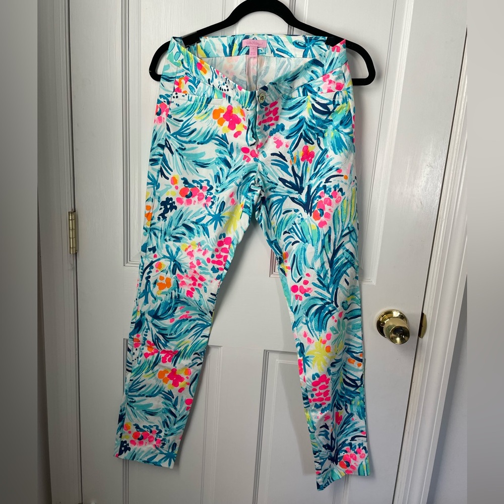 Lilly Pulitzer Blue and Pink Tropical Print Pants